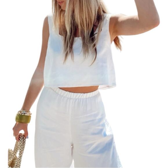 NWT Show Me Your MuMu Tara Crop Top in White Linen Size Large Retail $88 - Picture 4 of 7